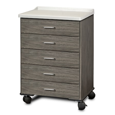 Fashion Finish, Molded Mobile Cabinet W/ 5 Drawers, Arctic White